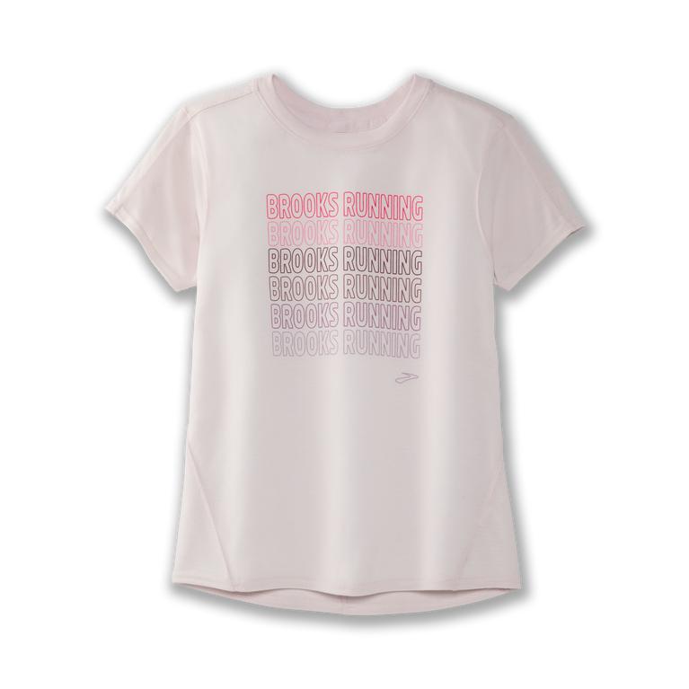 Brooks Distance Graphic tee Women's Short Sleeve Running Shirt - Rosewater/Running (71059-QDTF)
